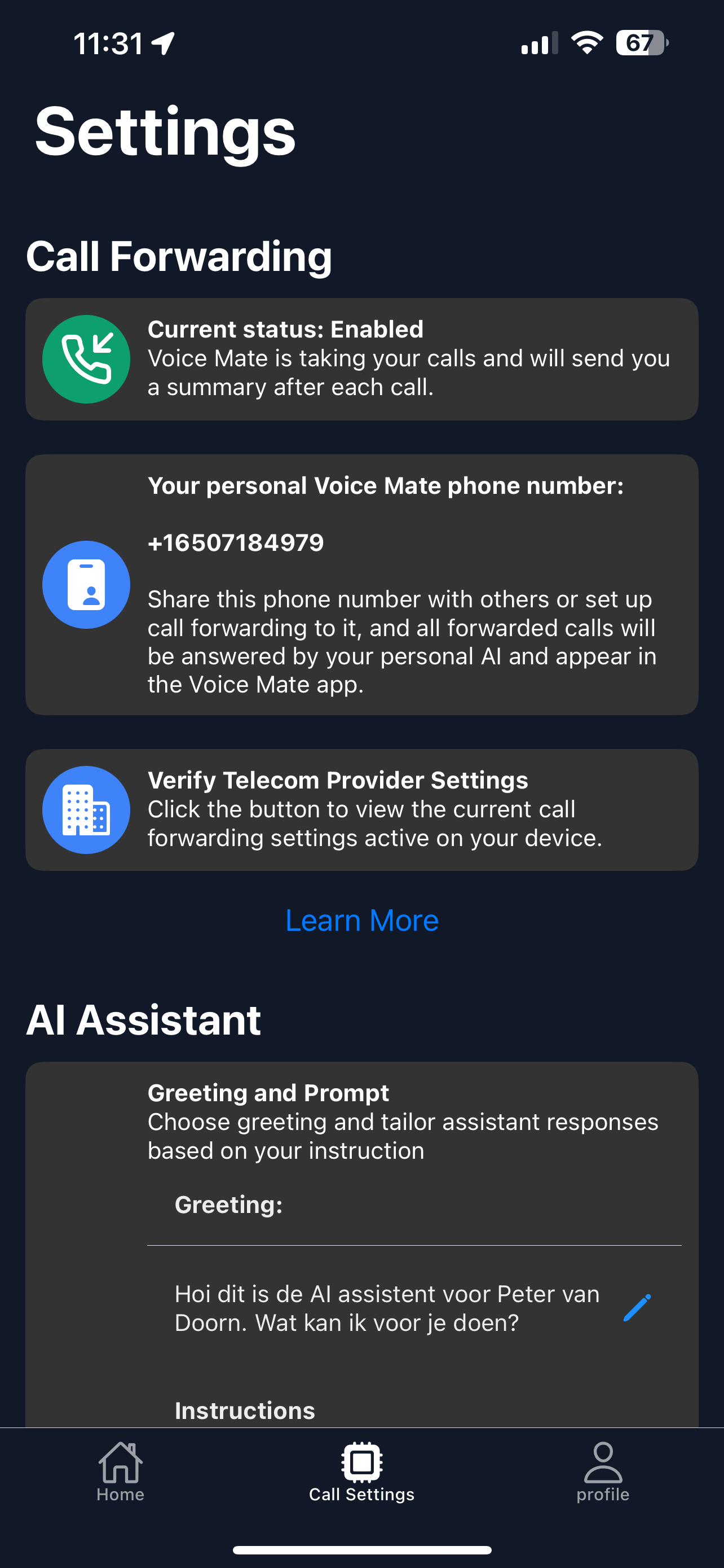 Dark mode screenshot